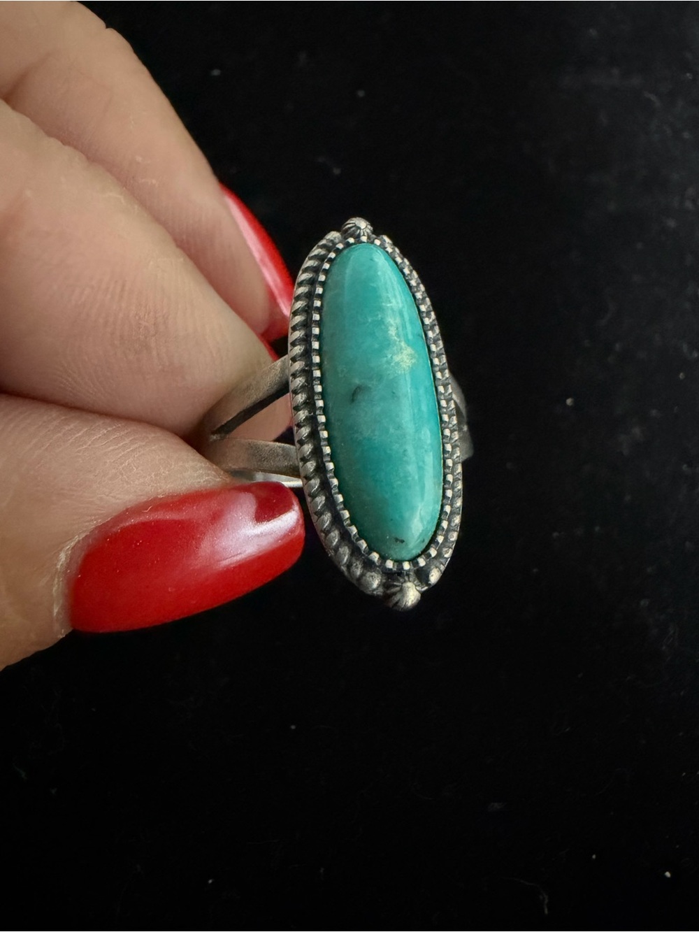 Native 925 Sterling silver turquoise signed ring